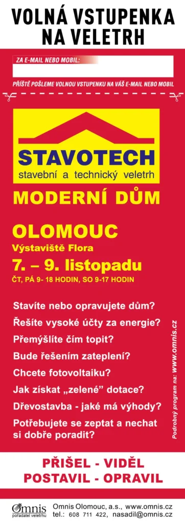 Podzimní STAVOTECH Olomouc na Výstavišti Flora se blíží 3 volna trhaci vstupenka podzim2024 bez rezovek