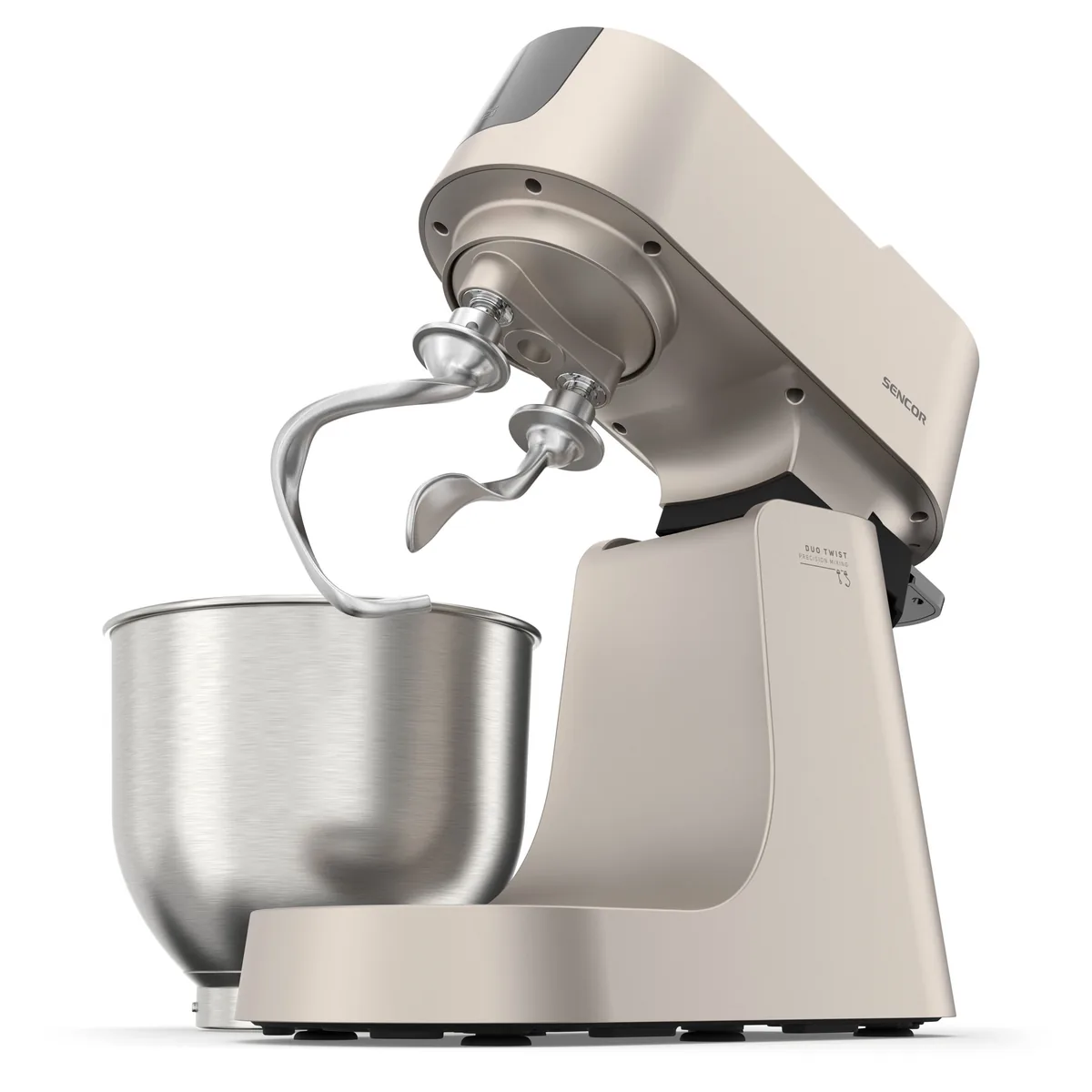 Kuchyňský robot Sencor Oliver hněte dvěma háky a zváží suroviny na rameni 3 Sencor Oliver STM 4550WS ovládací panel a vážení Weigh&Pour Tray