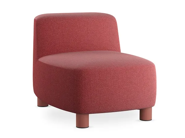 LD Seating uvádí modulární sezení Pod a Nido Bench: Sestavu složíte sami 4 Puf Pod s nízkým opěrákem v červeném potahu s barevně sladěnou podnoží